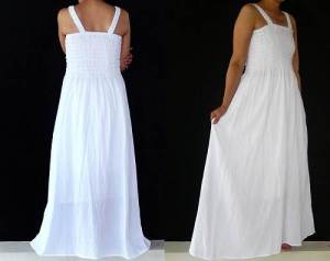 White Cotton Wedding Dress Plus Size