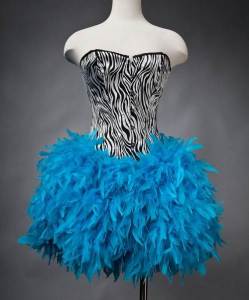 Zebra Feather Prom Dress Short