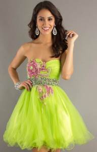 green Short Prom Dress Lime