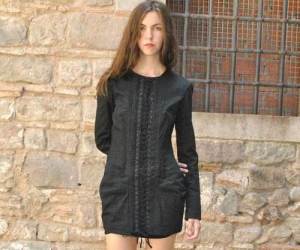 Corset Dress with Sleeves Black
