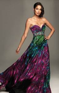 Peacock Print Prom Dresses