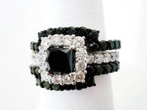 Black Princess Cut Wedding Rings Designs