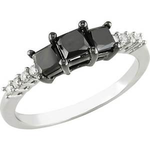 Black Princess Cut Wedding Rings Pattern